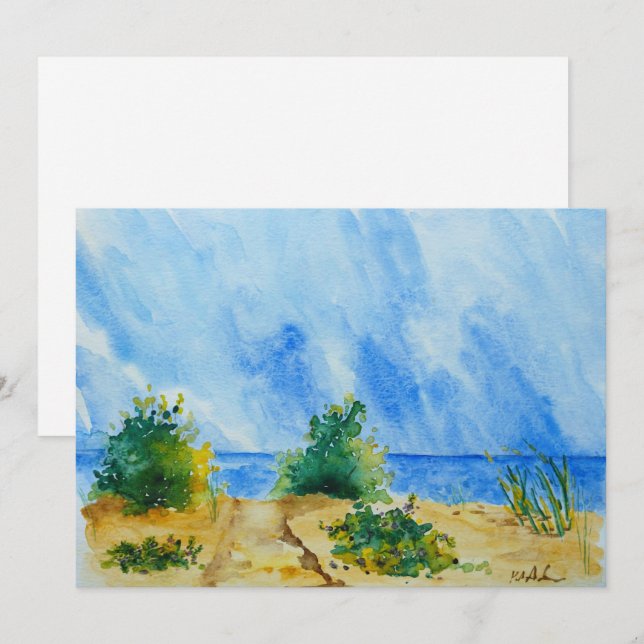 Sjö överlägset vattenfärgkort meddelande (Fram/baksida)