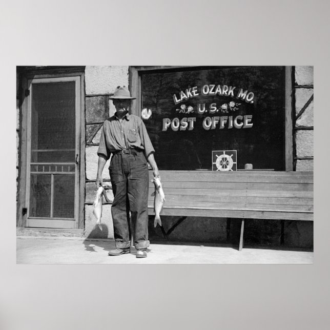 Sjö Ozark Fisherman, 1930-talet Poster (Framsidan)