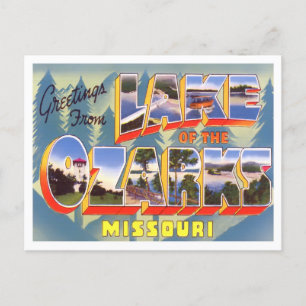 Sjö Ozarks, Missouri Vintage Big Brev vycard Vykort