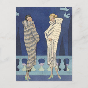 Sjö Päls Jackat av George Barbier Vykort