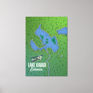 Sjö Peipus Estland och Ryssland sjö karta Canvas P