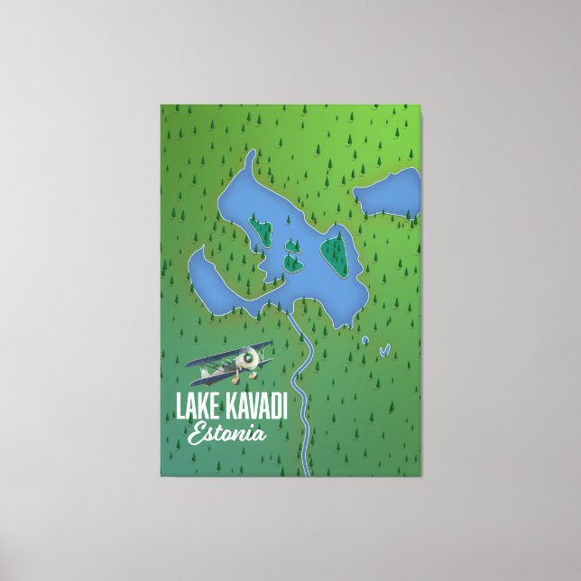 Sjö Peipus Estland och Ryssland sjö karta Canvas P (Framsida)