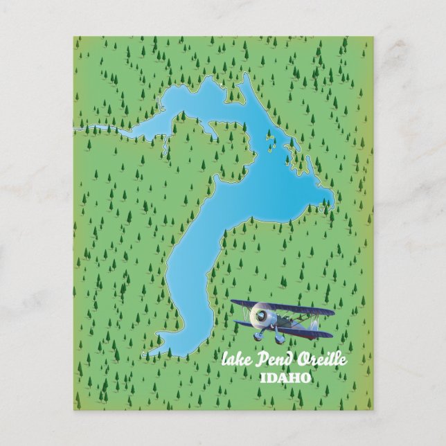 Sjö Pend Oreille Idaho karta Flygblad (Framsidan)