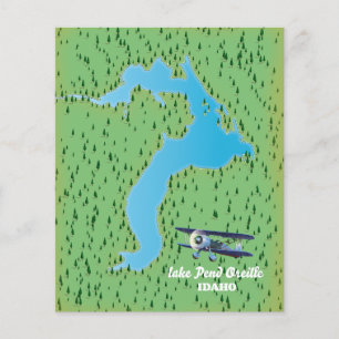 Sjö Pend Oreille Idaho karta Flygblad