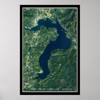Sjö Pend Oreille Idaho Satellite Poster Karta