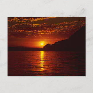 Sjö PendOreille Silhouette Sunset, Bayview, Idaho Vykort