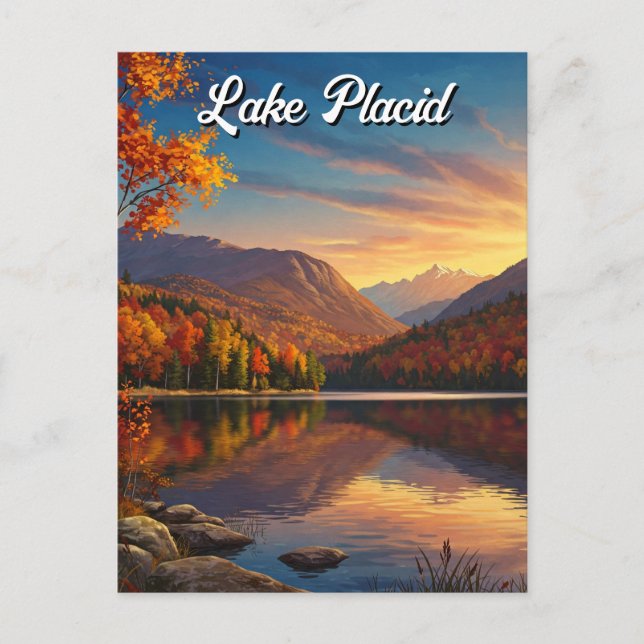Sjö Placid New York Autumn Travel Vykort (Framsida)
