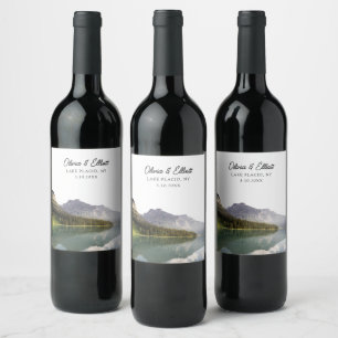 Sjö Placid New York Bröllop Vin-etikett Vinflaska Etikett