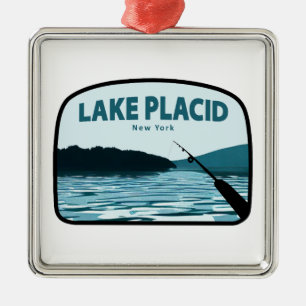 Sjö Placid New York Fishing Rod Julgransprydnad Metall
