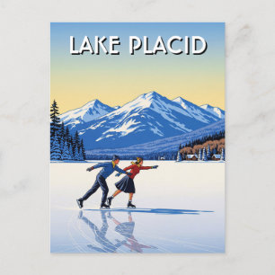 Sjö Placid New York Ice Skating Travel Vykort