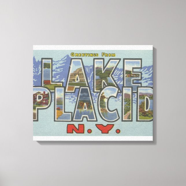 Sjö Placid, New York - Large Brev Scenes Canvastryck (Framsida)