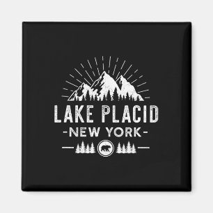 Sjö Placid New York - Mountain Skiving Hiking Fish Magnet