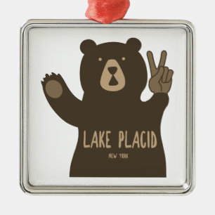 Sjö Placid New York Peace Bear Julgransprydnad Metall