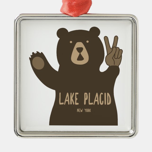 Sjö Placid New York Peace Bear Julgransprydnad Metall (Framsidan)
