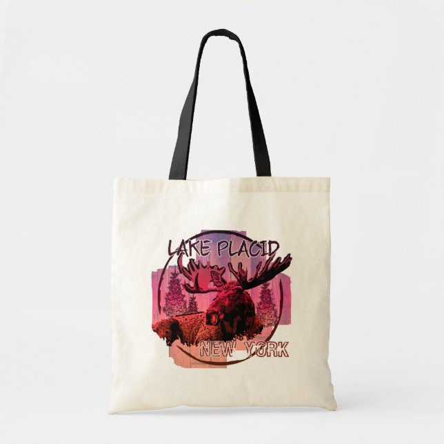 Sjö Placid New York rustic moose tobag Tygkasse (Framsidan)