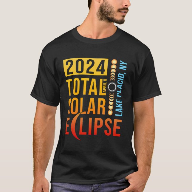 Sjö Placid New York Total Solar Eclipse 2024 T Shirt (Framsida)