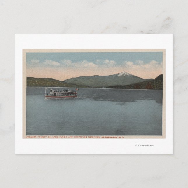 Sjö Placid, NY - View of Steamer Doris Vykort (Framsida)