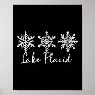 Sjö Placid Snowflake Snö Winter Sports Ski Skate Poster