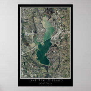 Sjö Ray Hubbard Texas Satellite Poster Karta