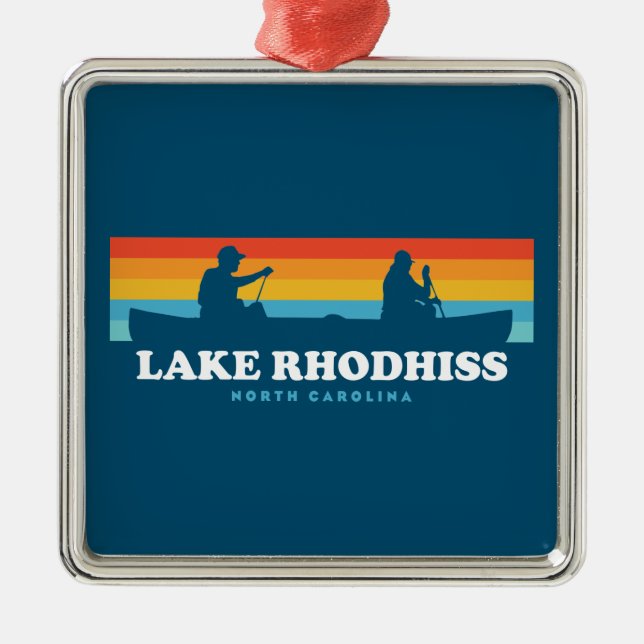 Sjö Rhodhiss North Carolina Canoe Julgransprydnad Metall (Framsidan)