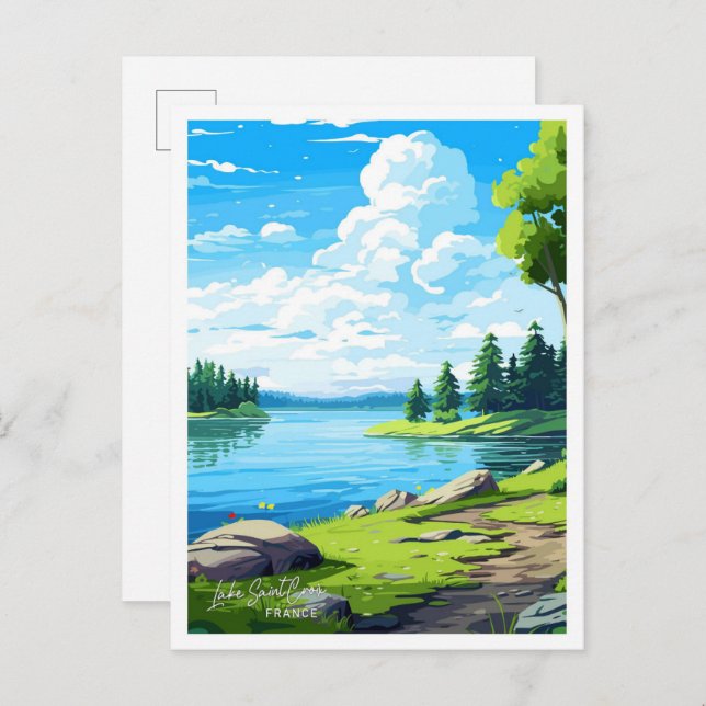 Sjö Saint Croix Frankrike-Vintage illustration Vykort (Fram/baksida)