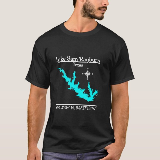Sjö Sam Rayburn Texas Långärmad T Shirt (Framsida)
