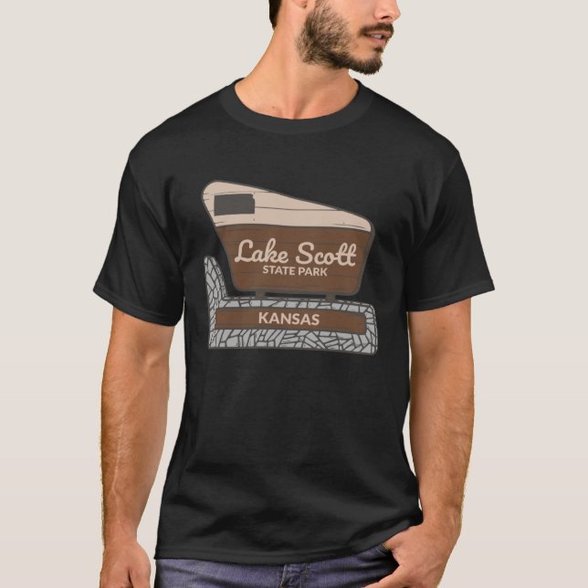 Sjö Scott State Park Kansas Välkomstskyltning T Shirt (Framsida)