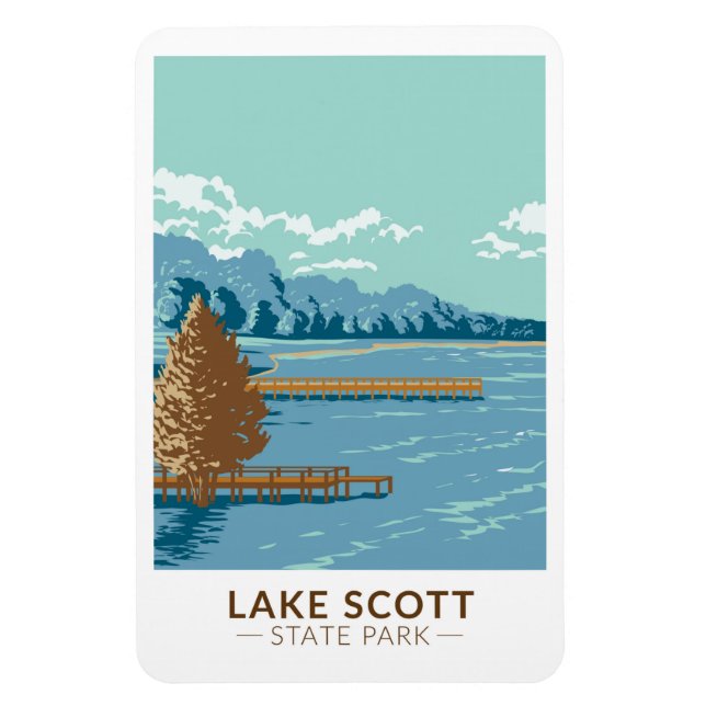Sjö Scott State Park Kansas Vintage Magnet (Vertikal)