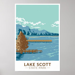 Sjö Scott State Park Kansas Vintage Poster