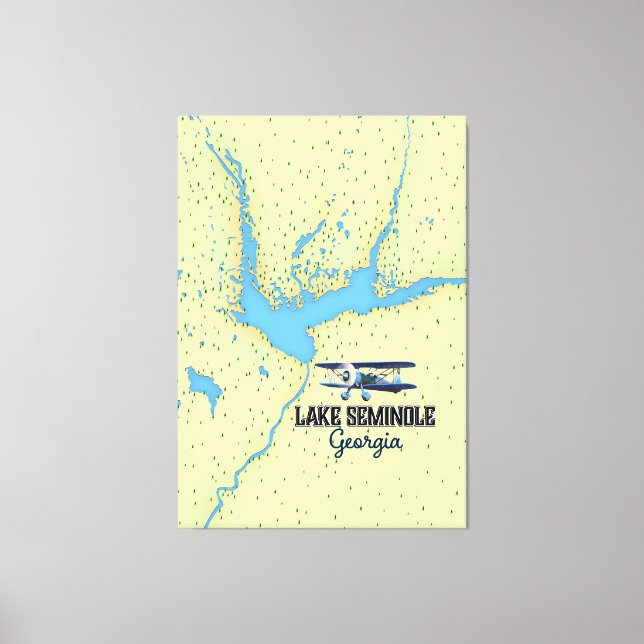 Sjö Seminole Georgia Karta poster Canvastryck (Framsida)