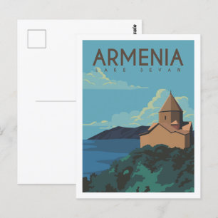 Sjö Sevan Armenia Travel Ställe Illustration Vykort