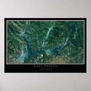 Sjö Shasta California Satellite Poster Karta