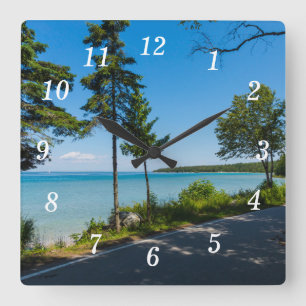 Sjö Shore Drive Paradise Wall Clock Fyrkantig Klocka