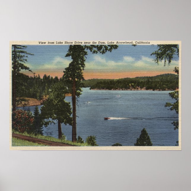 Sjö Shore Drive View, nära Dam Poster (Framsidan)
