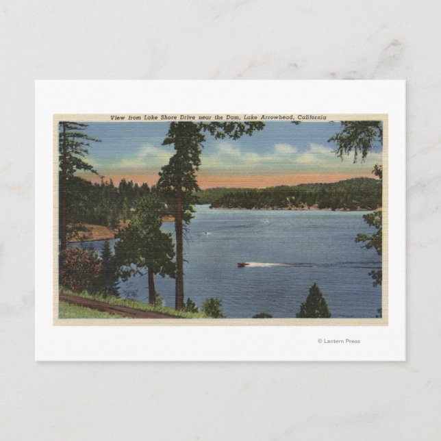 Sjö Shore Drive View, nära Dam Vykort (Framsida)