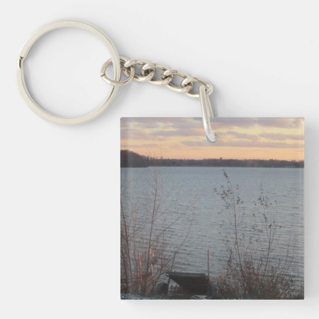 Sjö Shore Sunset Acrylic Keychain (Framsidan)