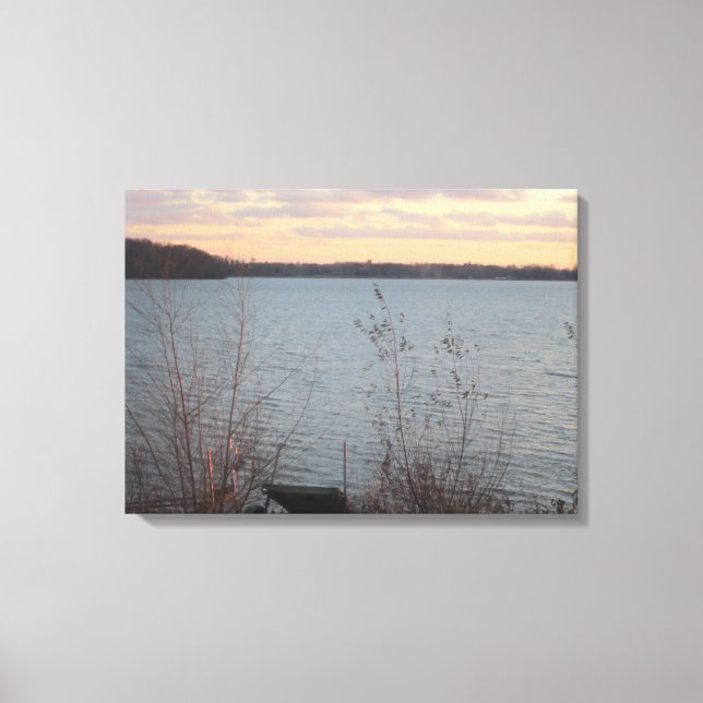 Sjö Shore Sunset Canvas - 2 panel (Framsida)