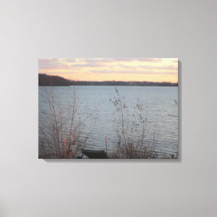 Sjö Shore Sunset Canvas - 4-panelen