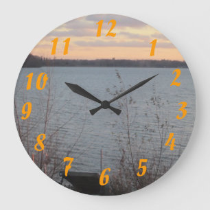 Sjö Shore Sunset Clock Stor Klocka