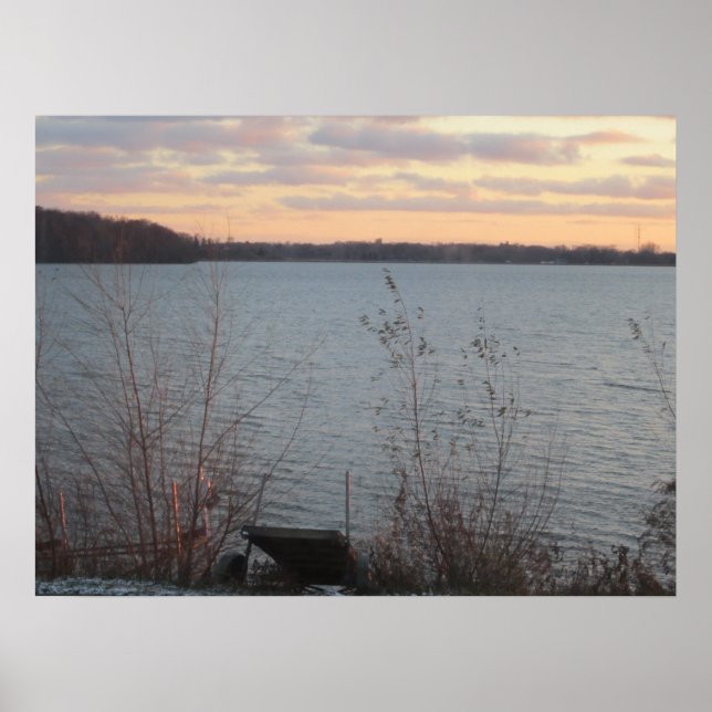 Sjö Shore Sunset Poster (Framsidan)