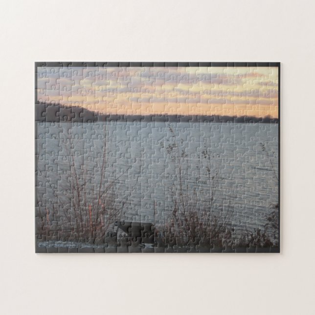 Sjö Shore Sunset Puzzle Pussel (Horisontell)