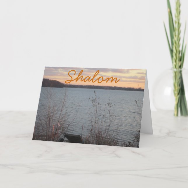 Sjö Shore Sunset ’Shalom’ Jewish Greeting Card Kort (Framsida)