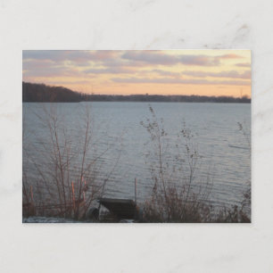 Sjö Shore Sunset-vykort Vykort