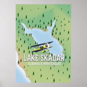 Sjö Skadar Albanien och Montenegro sjö karta Poster