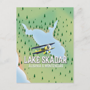 Sjö Skadar Albanien och Montenegro sjö karta Vykort