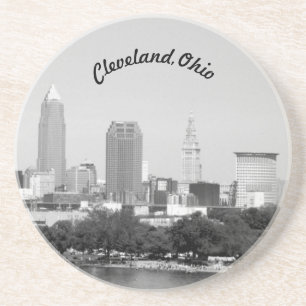 Sjö Skyline (Cleveland OH) B&W Sandstone-Underlägg Underlägg