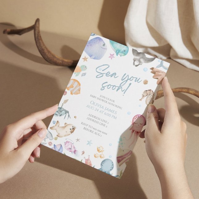 Sjö snart, babydusch inbjudningar (Skapare uppladdad)