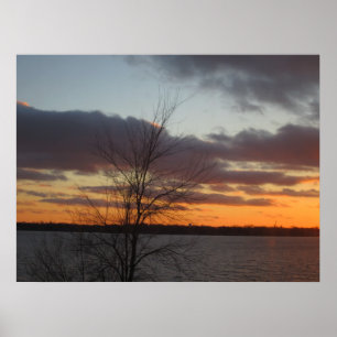Sjö Solnedgång Poster