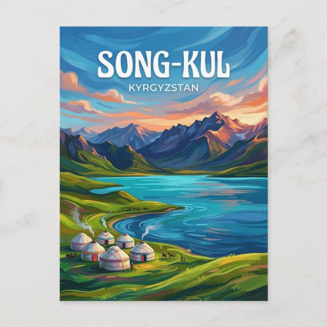 Sjö Song-Kul Kirgizistan Vykort (Framsida)