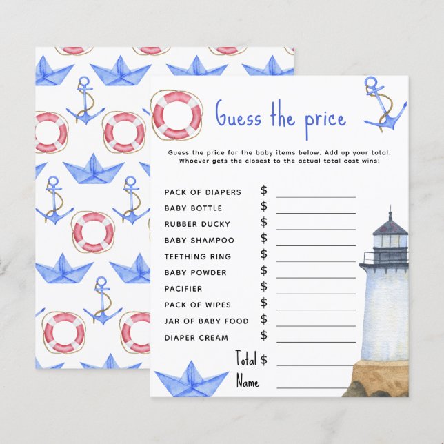 Sjö-spel i Party | Prist gissningsspel (Fram/baksida)